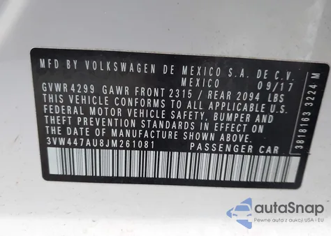 2018 Volkswagen Golf Gti 2.0T Autobahn/2.0T S/2.0T Se from USA, damaged, VIN 3VW447AU8JM261081